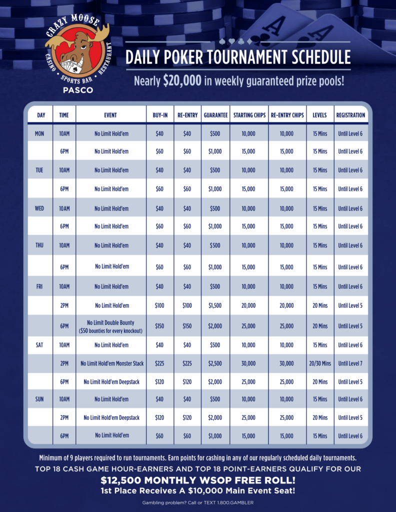 Crazy Moose Casino Pasco | Poker Tournament Schedule