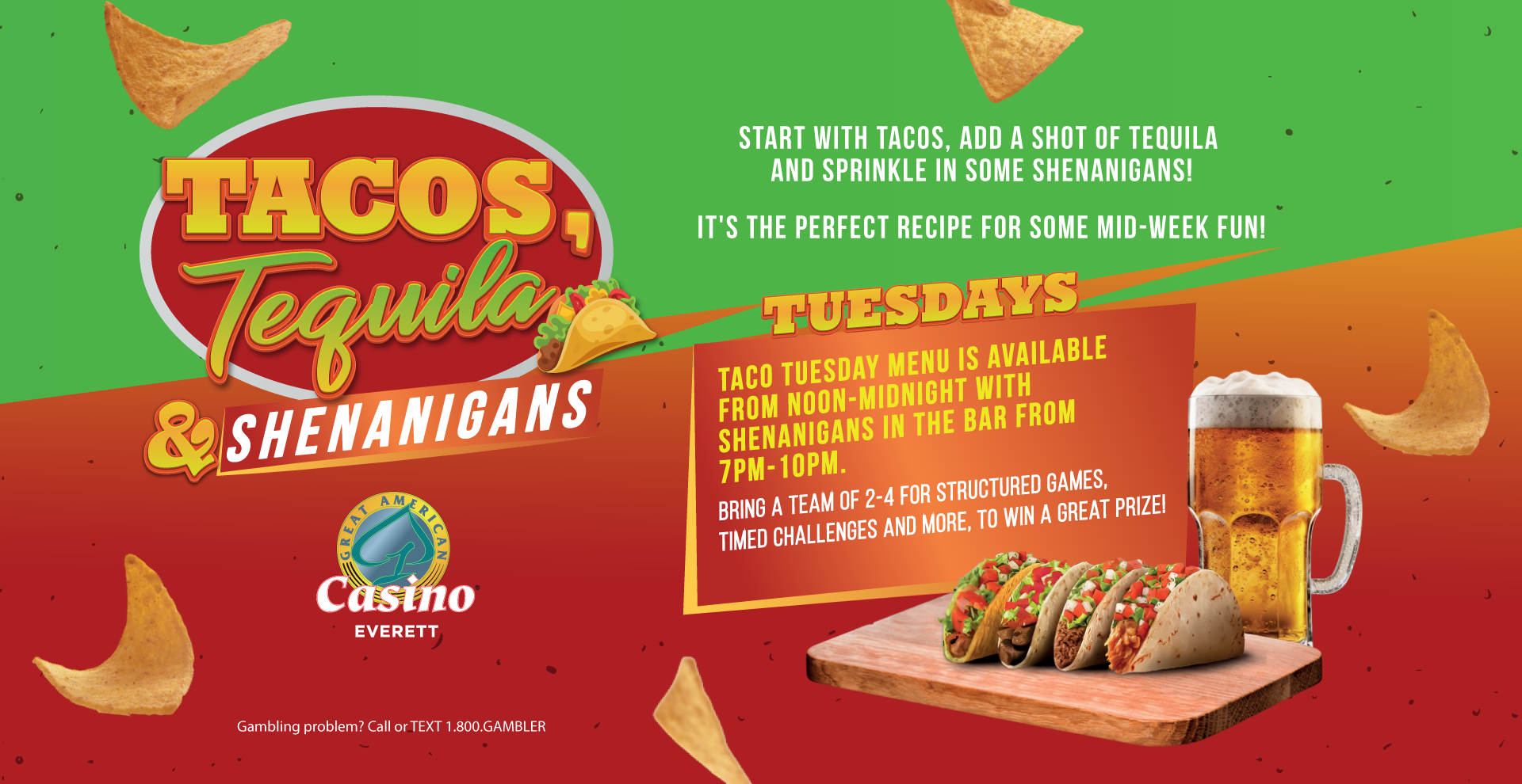 Great American Casino Everett | Tacos Tequila and Shenanigans